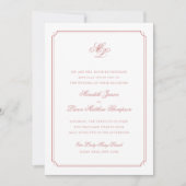 Elegant Monogram Roos Blush Script Bruiloft Kaart (Voorkant)