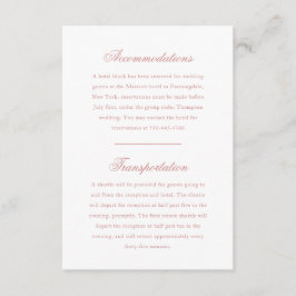 Elegant Monogram Roos Blush Script Wedding Hotel Informatiekaartje