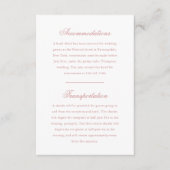 Elegant Monogram Roos Blush Script Wedding Hotel Informatiekaartje (Voorkant)