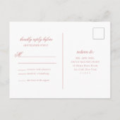 Elegant Monogram Roos Blush Script Wedding Reply Uitnodiging Briefkaart (Achterkant)