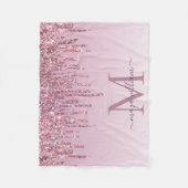 Elegant Monogram Roos Glitter Drift Fleece Blanke Deken (Voorkant)