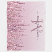 Elegant Monogram Roos Glitter Drift Fleece Blanke Deken (Voorkant)