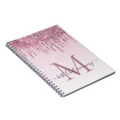 Elegant Monogram Roos Glitter Drift voor mama Notitieboek (Rechterzijde)