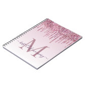 Elegant Monogram Roos Glitter Drift voor mama Notitieboek (Linkerzijde)