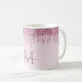 Elegant Monogram Roos Glitter Drijft koffie Mok (Voorkant rechts)