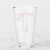 Elegant Monogram Roos Glitter Drivers Glas (Achterkant)