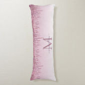 Elegant Monogram Roos Glitter Drivers Lichaamskussen (Voorkant Verticaal)