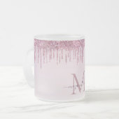 Elegant Monogram Roos Glitter Drivers Matglas Koffiemok (Voorkant links)
