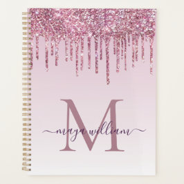 Elegant monogram Roos Glitter Drivers Planner