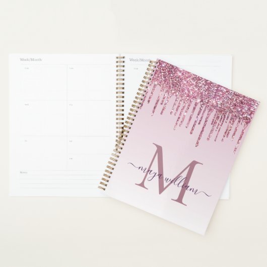Elegant monogram Roos Glitter Drivers Planner (Display)