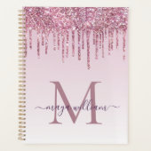 Elegant monogram Roos Glitter Drivers Planner (Voorkant)