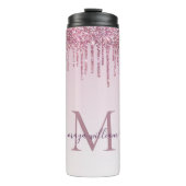 Elegant Monogram Roos Glitter Drivers Thermosbeker (Voorkant)