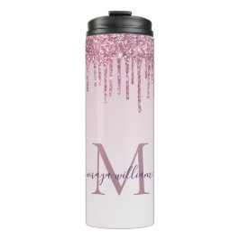 Elegant Monogram Roos Glitter Drivers Thermosbeker