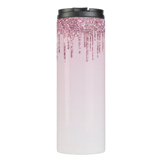 Elegant Monogram Roos Glitter Drivers Thermosbeker (Achterkant)