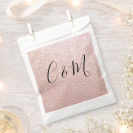 Elegant Monogram Roos Glitter Wedding Favor Bag Bedankzakje