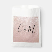 Elegant Monogram Roos Glitter Wedding Favor Bag Bedankzakje (Voorkant)