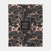 Elegant Monogram Roos Gold Black Marble Fleece Deken (Voorkant)