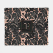 Elegant Monogram Roos Gold Black Marble Fleece Deken (Voorkant (Horizontaal))