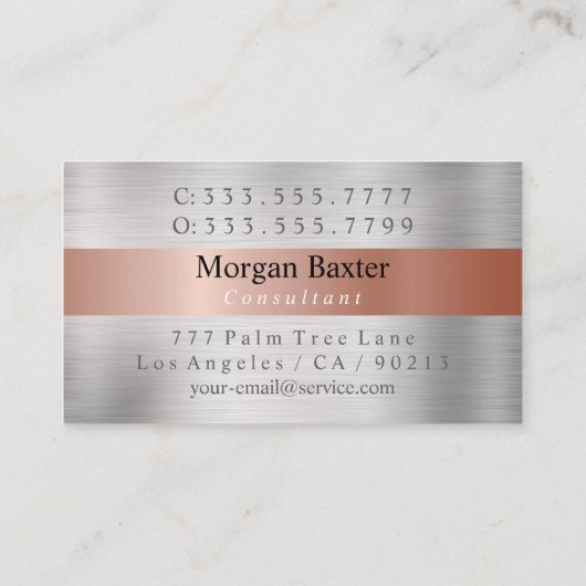 Elegant Monogram Roos Gold & Brushed Silver vs2 Visitekaartje (Achterkant)