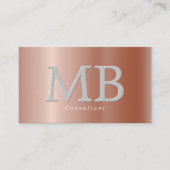 Elegant Monogram Roos Gold & Brushed Silver vs2 Visitekaartje (Voorkant)