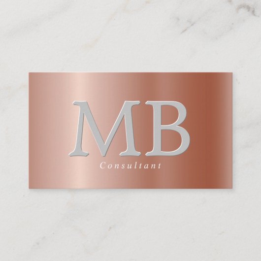 Elegant Monogram Roos Gold & Brushed Silver vs2 Visitekaartje (Voorkant)