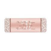 Elegant Monogram Roos Gold Damask Wedding Etiket (Voorkant)