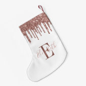 Elegant Monogram Roos Gold Glitter Drift White Kleine Kerstsok (Achterkant (Hangend))