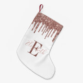 Elegant Monogram Roos Gold Glitter Drift White Kleine Kerstsok (Voorkant (Hangend))