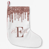Elegant Monogram Roos Gold Glitter Drivers Kleine Kerstsok (Voorkant)