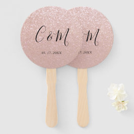 Elegant Monogram Roos Gold Glitter Wedding Handwaaier