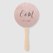 Elegant Monogram Roos Gold Glitter Wedding Handwaaier (Voorkant)