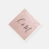 Elegant Monogram Roos Gold Glitter Wedding Napkins Servet (Hoek)