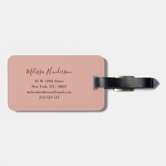 Elegant Monogram Roos Gold Sequin Bagagelabel (Achterkant horizontaal)