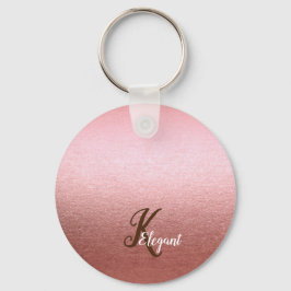 Elegant Monogram Roos Gold Sleutelhanger