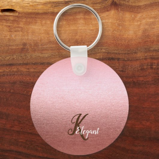 Elegant Monogram Roos Gold Sleutelhanger (Voorkant)