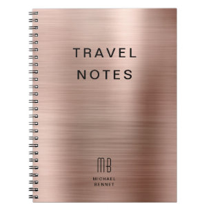 Elegant Monogram Roos Gold Travel Notitieboek
