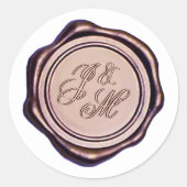 Elegant Monogram Roos Gold Wax Seal Ronde Sticker (Voorkant)