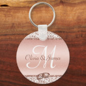 Elegant Monogram Roos Gold Wedding Favor Sleutelhanger (Voorkant)