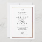 Elegant Monogram Roos Gold Wedding Kaart (Voorkant)