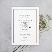 Elegant Monogram Roos Gold Wedding Kaart
