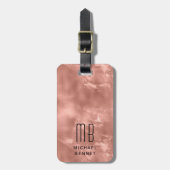 Elegant monogram Roos goud Bagagelabel (Voorkant verticaal)