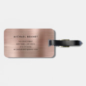 Elegant Monogram Roos Goud Bagagelabel (Achterkant horizontaal)