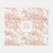 Elegant Monogram Roos Goud Wit Marmer Fleece Deken (Voorkant (Horizontaal))