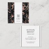 Elegant Monogram Roos Goud Zwart Consultant Vierkante Visitekaartje (Voorkant / Achterkant)