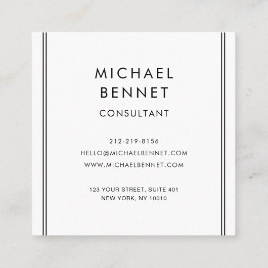 Elegant Monogram Roos Goud Zwart Consultant Vierkante Visitekaartje (Achterkant)