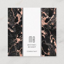 Elegant Monogram Roos Goud Zwart Consultant Vierkante Visitekaartje