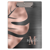 Elegant Monogram Roos Goud Zwart Klembord (Voorkant)