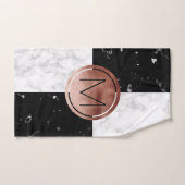 Elegant monogram roos gouden zwarte witte marmer bad handdoek (Handdoek)