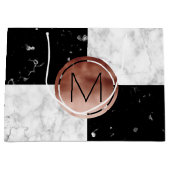Elegant monogram roos gouden zwarte witte marmer large cadeautasje (Voorkant)
