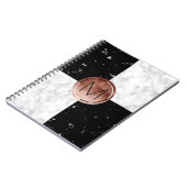 Elegant monogram roos gouden zwarte witte marmer notitieboek (Linkerzijde)